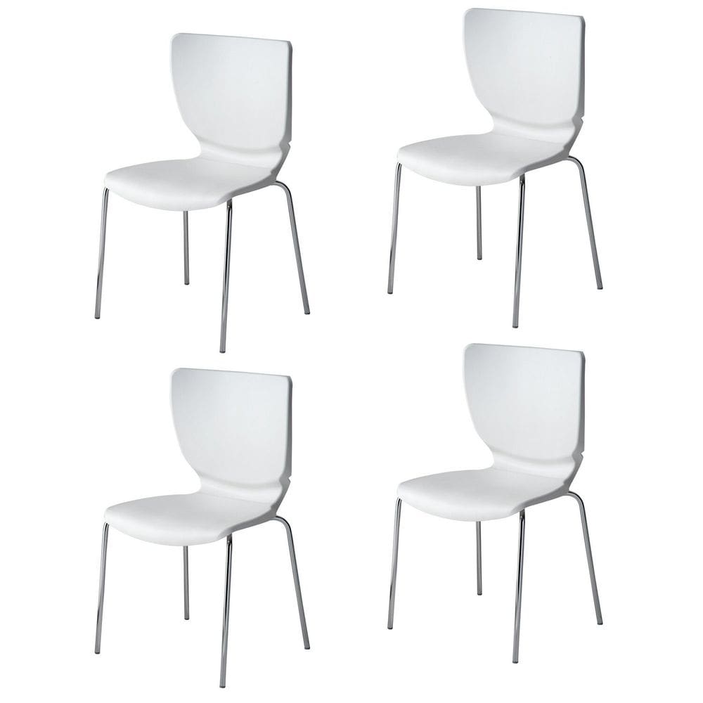 Conjunto 4 Cadeiras Base Tubular Fixa Mono Branco