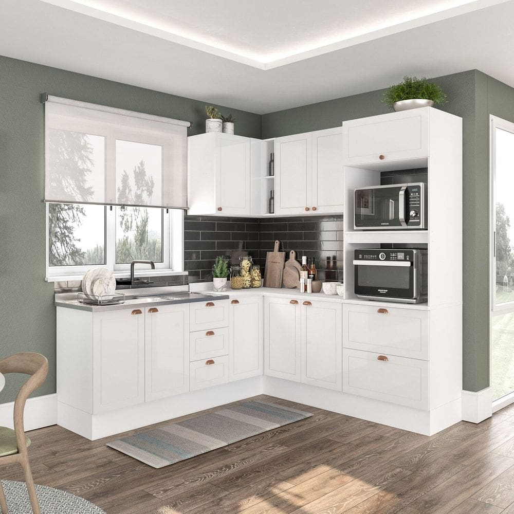 Cozinha 6 Peças com Rodapé Pérola Yescasa Branco