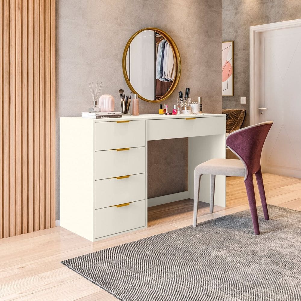 Penteadeira com Porta Objetos e 5 Gavetas Vita Yescasa Off White