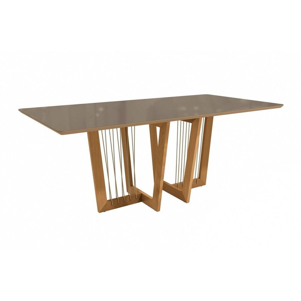 Mesa Clara para Sala de Jantar Premium Freijo/Bronze