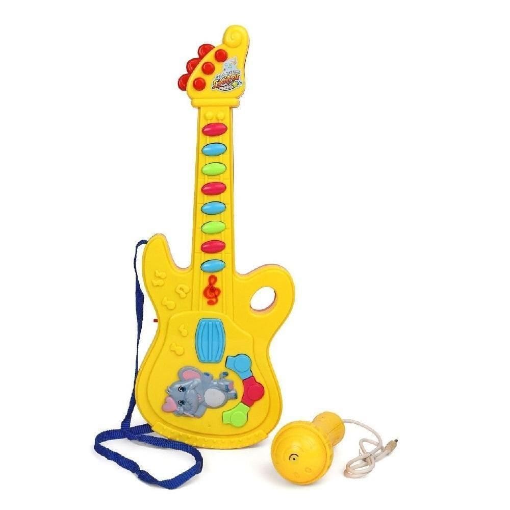 Guitarra Infantil Microfone Karaoke Eletrica Som E Luz Musical Bebe Criança