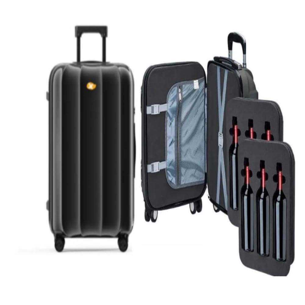 Kit Mala Transporte Vinho Viagem Colmeia 6 Garrafas Espuma Bordo Anac Winebag Protetor Profissional