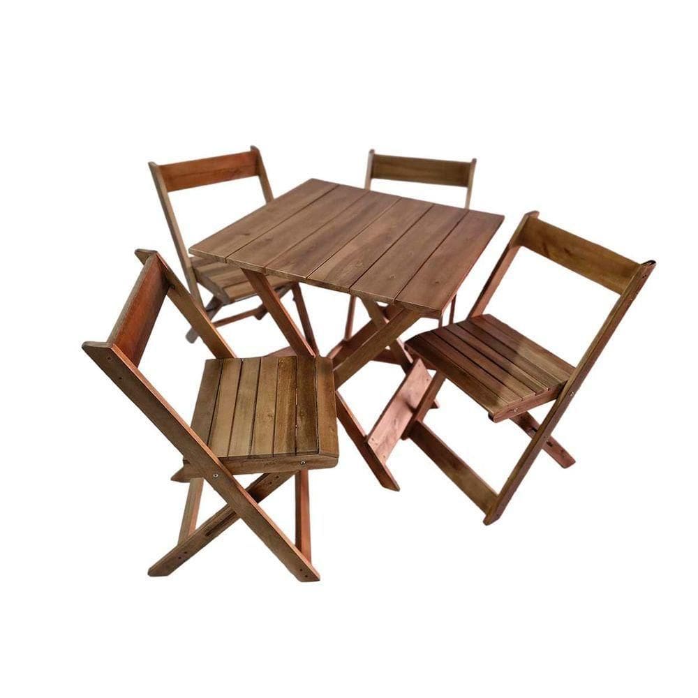Kit Mesa Com 4 Cadeiras Dobráveis Em Eucalipto Natural Mel