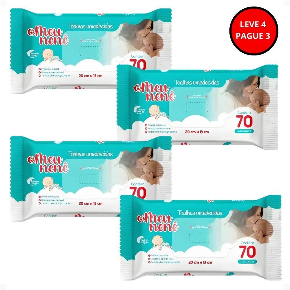 Kit Meu Nenê Toalhas Umedecidas Com 70un Leve 4 Pague 3