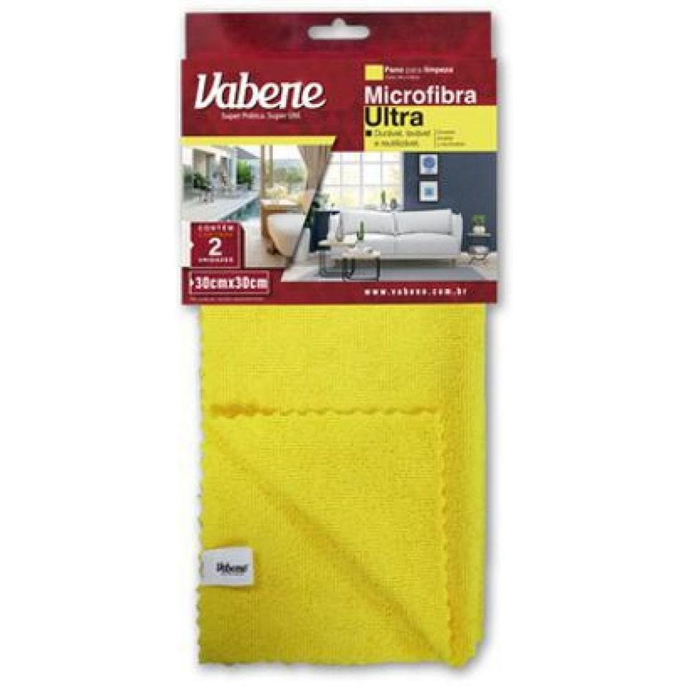 Pano De Microfibra 30X30 Amarelo 2Un Vabene