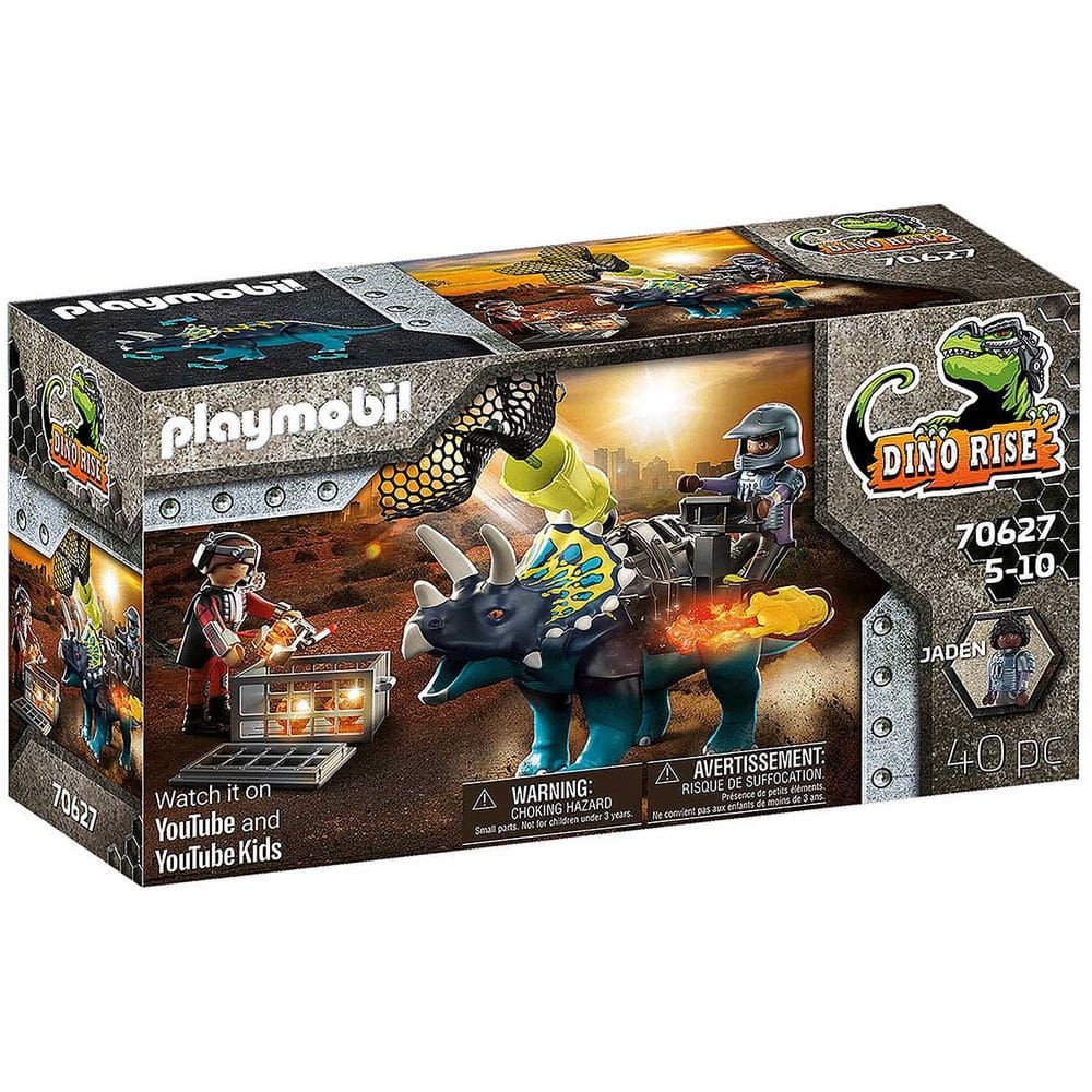 Playmobil - Triceratops Batalha Pelas Pedras Lendárias - Dino Rise - 70627