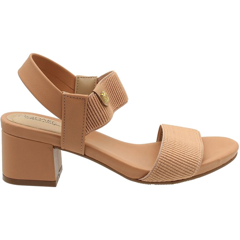 Sandália Modare Ultraconforto Elástico Aplique Salto Bloco Grosso Feminina