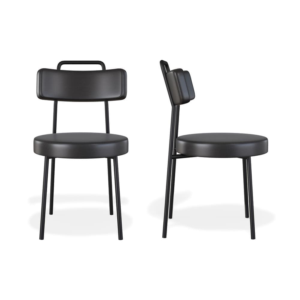 Kit 2 Cadeiras Ster Sala de Jantar Couro Sintetíco Preto - Vallisa Decor