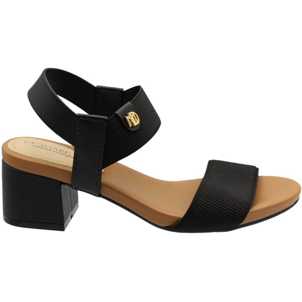 Sandália Modare Ultraconforto Elástico Aplique Salto Bloco Grosso Feminina