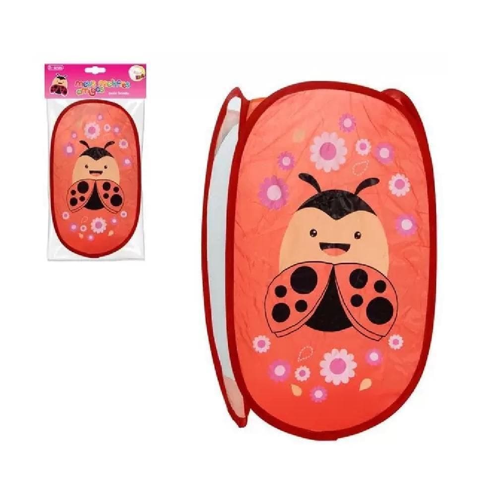 Cesto Organizador Suja Brinquedos Roupa Infantil Telado Multiuso Quarto Banheiro Lavanderia Joaninha
