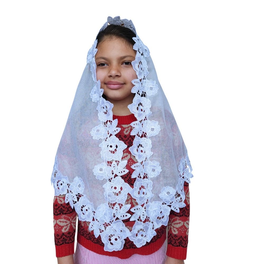 Véu CCB Juvenil Renda Larga Flores 9 A 12 Anos