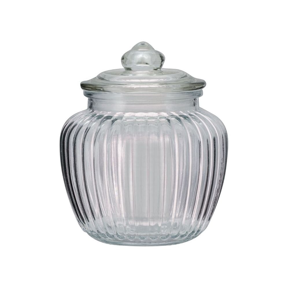 Pote Baleiro Vidro Canelado Redondo Tampa Hermética 1400ml - Tuut
