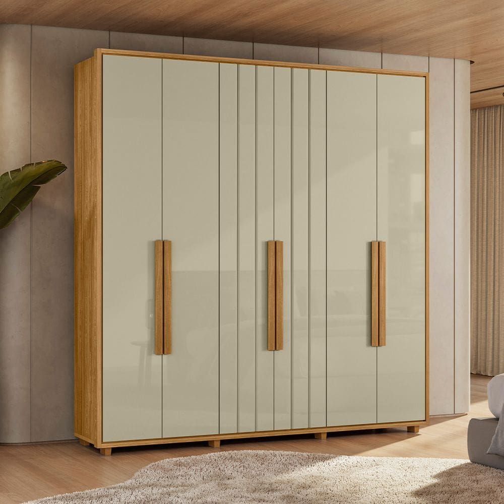 Guarda-Roupa Casal 6 Portas 100% MDF com Pés Veronese Cumaru/opala