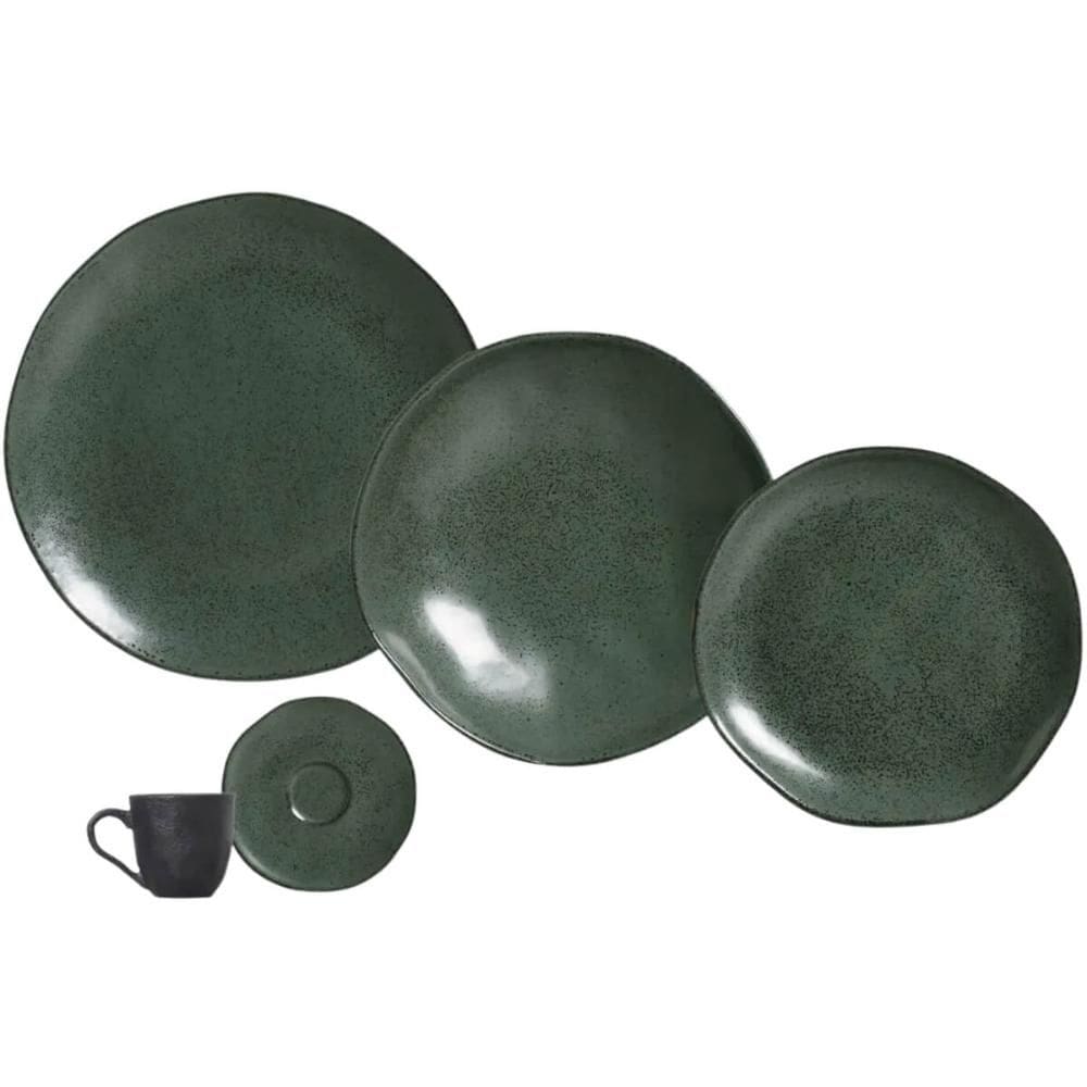 Aparelho de Jantar Porto Brasil Orgânico Arauco 30 Peças Cerâmica Stoneware Verde Mesa Posta