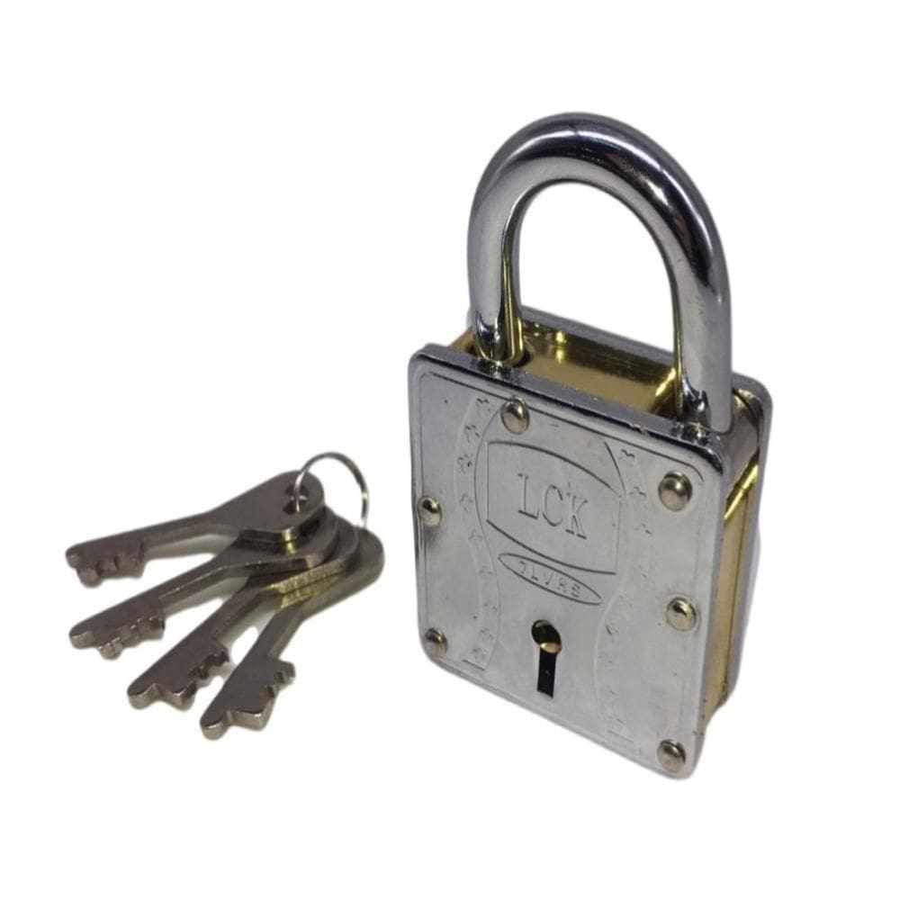 Cadeado Inviolavel Grande Profissional 70mm Chave Frontal Anti Quebra Interno Externo Portao
