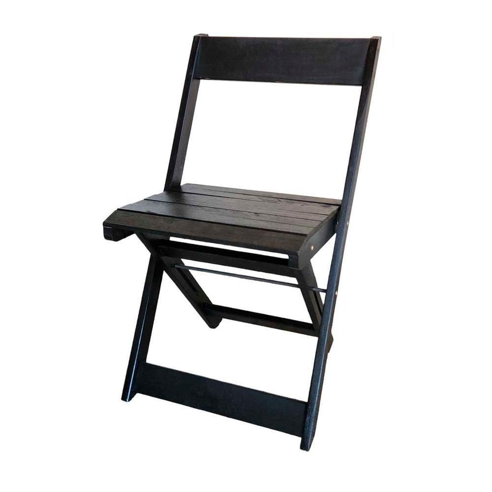 Cadeira Dobrável De Madeira Eucalipto Reforçacada Preto