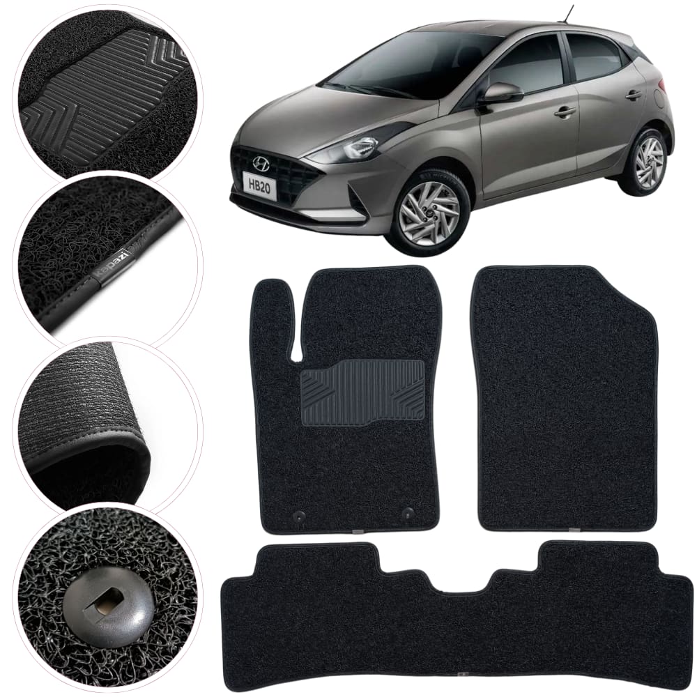 Tapete Kapazi Automotivo Hyundai HB20 2020 a 2022 Preto