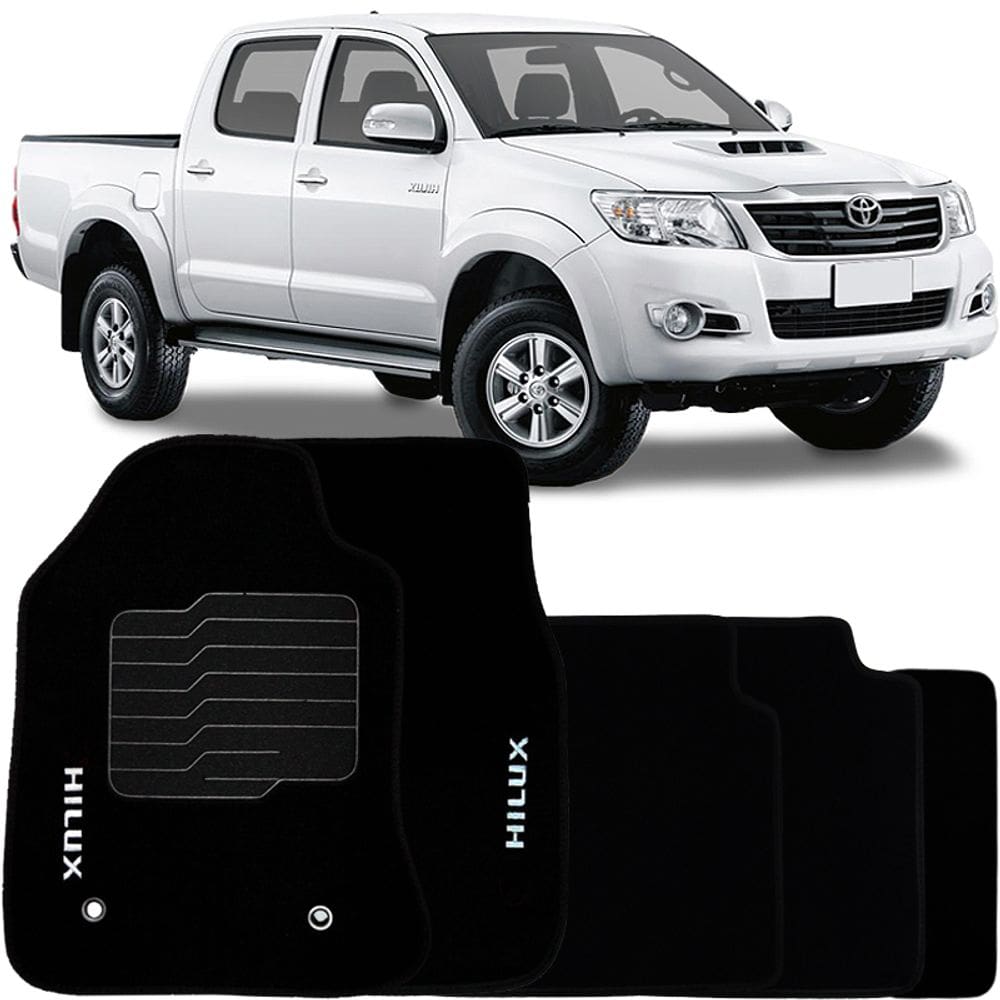 Jogo de Tapete Automotivo Carpete Toyota Hilux 2006 à 2015 Soft Logo Bordado 5 Peças