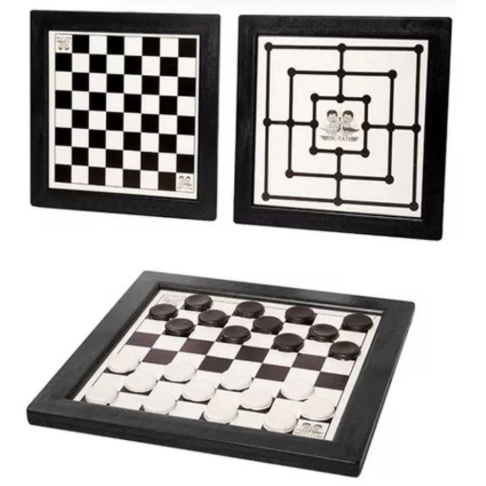 Jogo 2 em 1 Dama e Trilha Tabuleiro Plástico 24cm