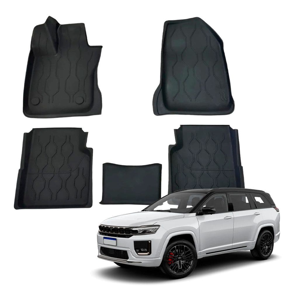 Tapete para Jeep Commander 2021 a 2026 com Bordas Elevadas Antiderrapante Tipo Bandeja Jogo 5 Peças