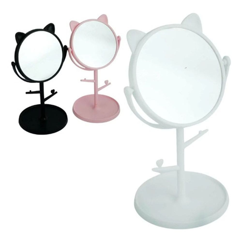 Espelho De Maquiagem 30,5 X 17cm Com Base Gatinho