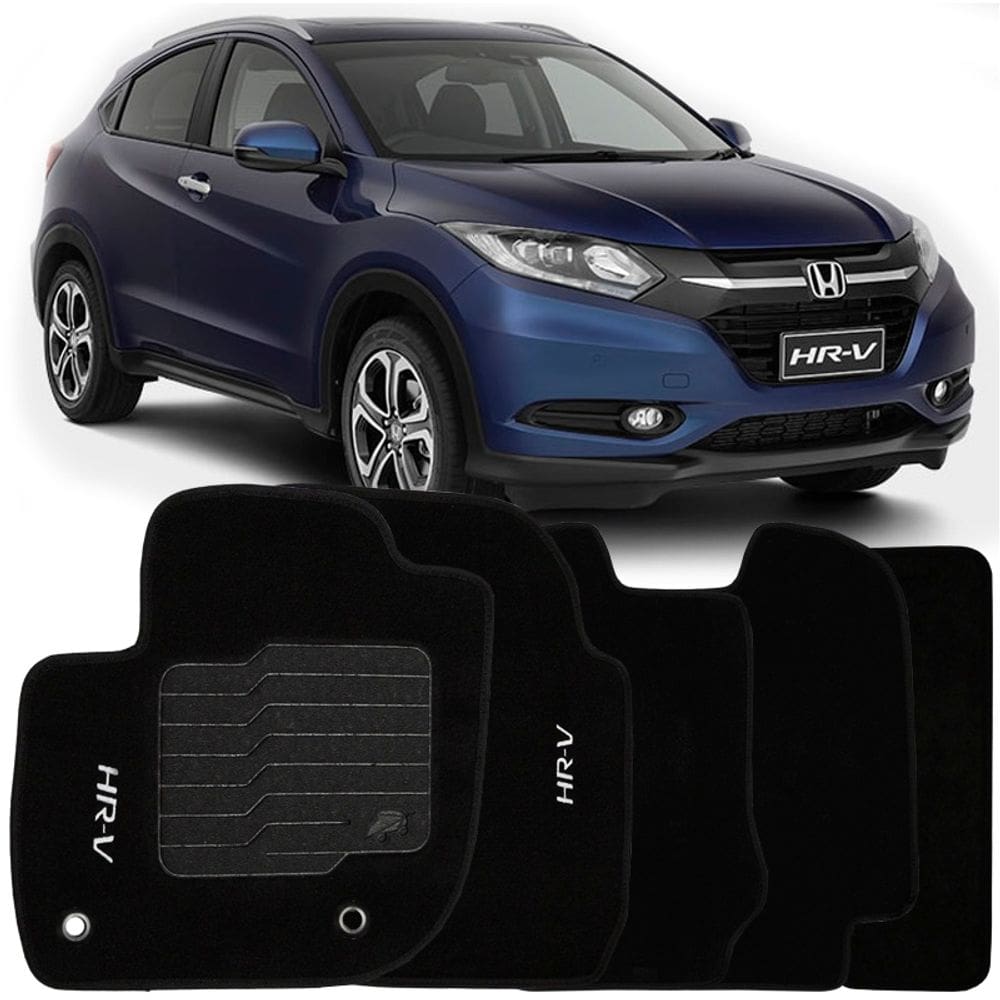 Tapete Carpete Hrv 2015 à 2018 Preto Logo Bordado Jogo 5 Peças Personalizado Automotivo