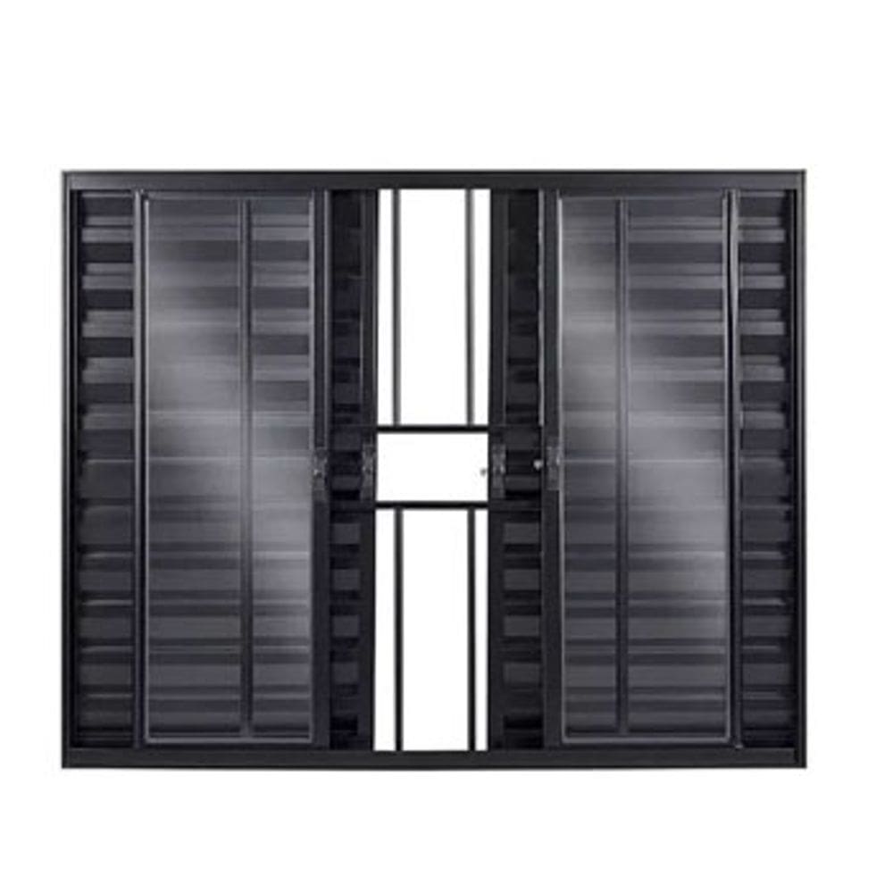 Veneziana 6 Folhas Aluminio Preto 1,00x1,50 C/grade