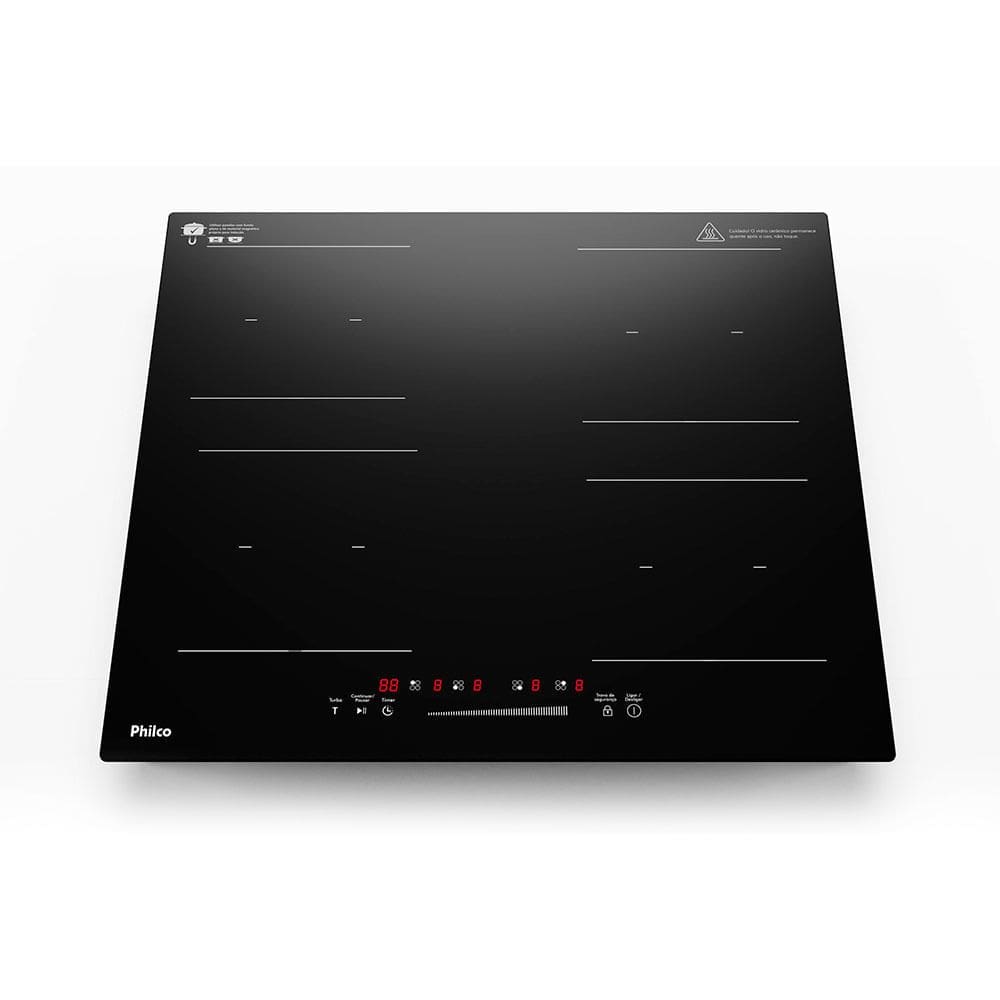 Cooktop De Indução Philco PCTQ1 4 Bocas Função Turbo Display Digital Painel Touch Preto 220v