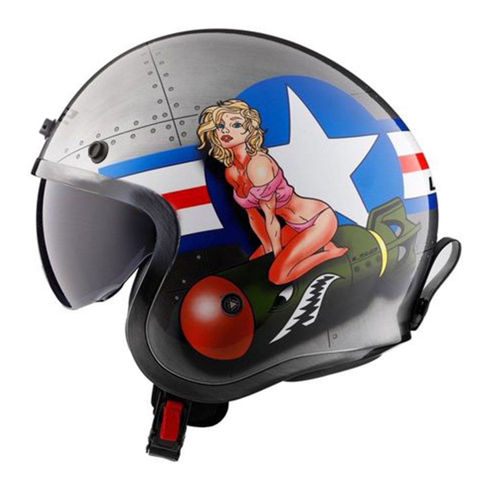 Capacete Ls2 Spitfire Of599 Bomb Rider Brushed Alloy