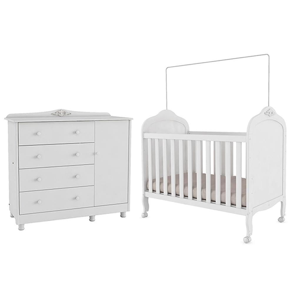 Jogo de Quarto Infantil Elô Cômoda e Berço - Móveis Peroba