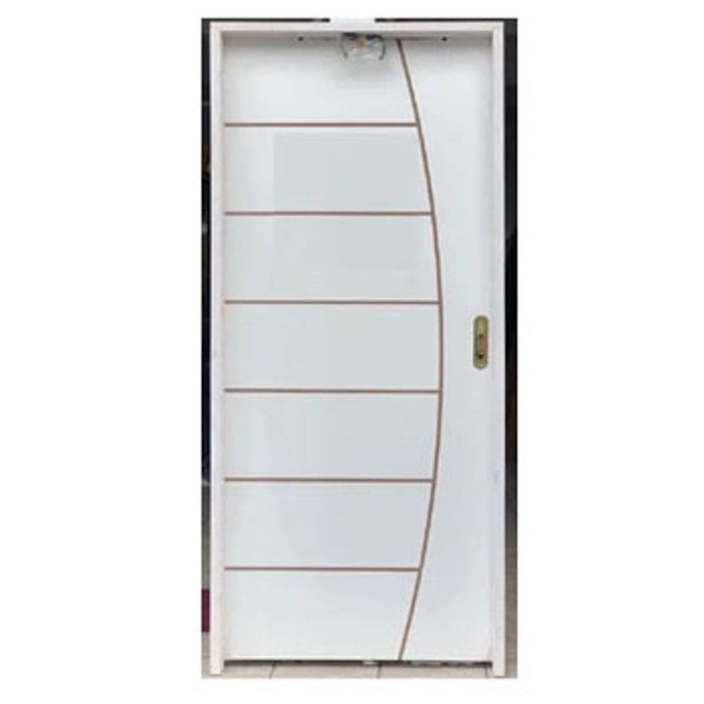 Porta De Madeira Frisada Hdf Branco Completa 2.15x0.86 Lado Direito