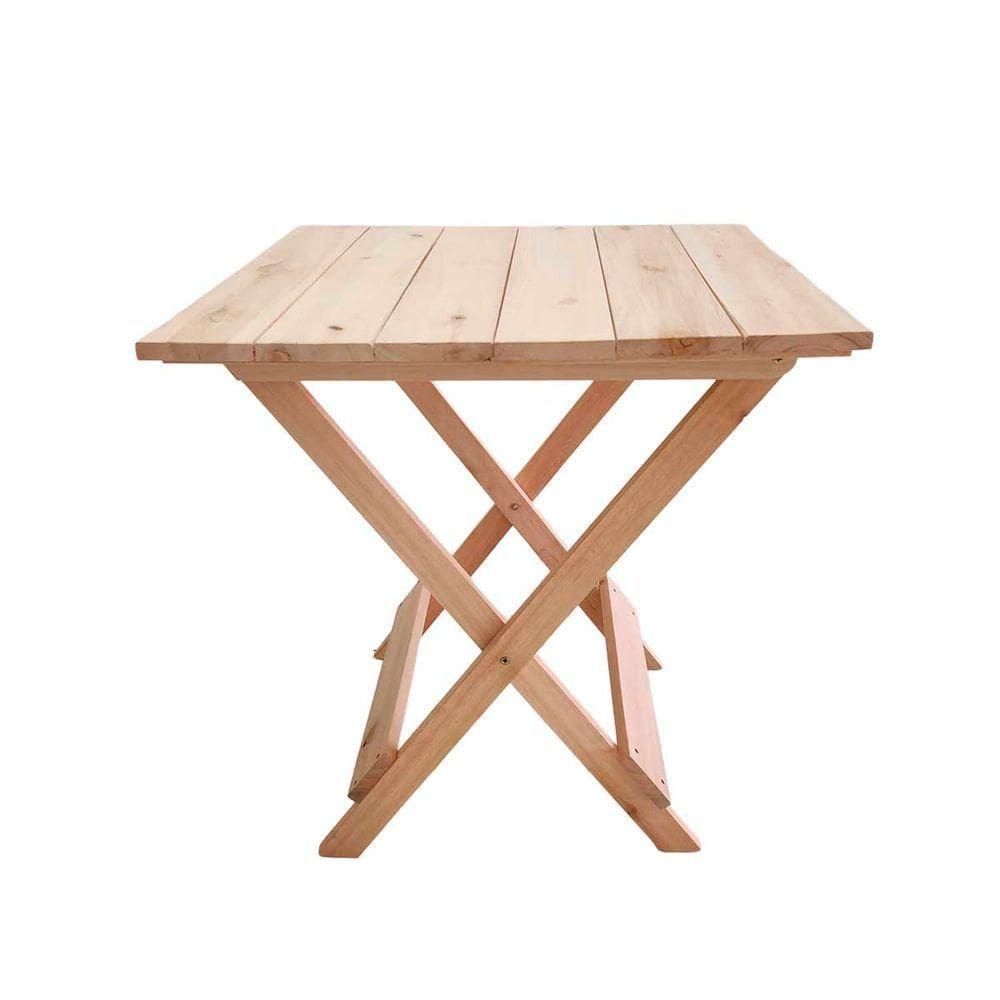 Mesa Dobrável De Madeira Eucalipto Natural Reforçada Natural