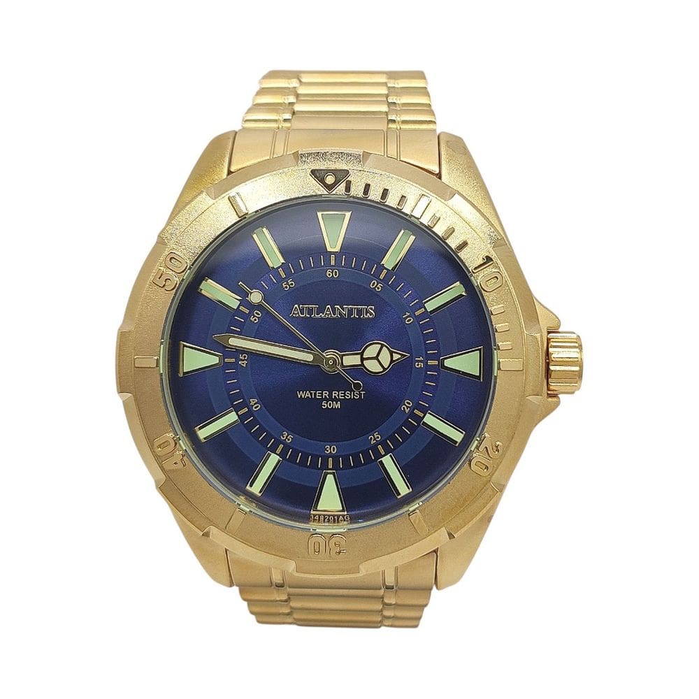 Relógio Atlantis Analógico Grande Dourado Resistente | Extra