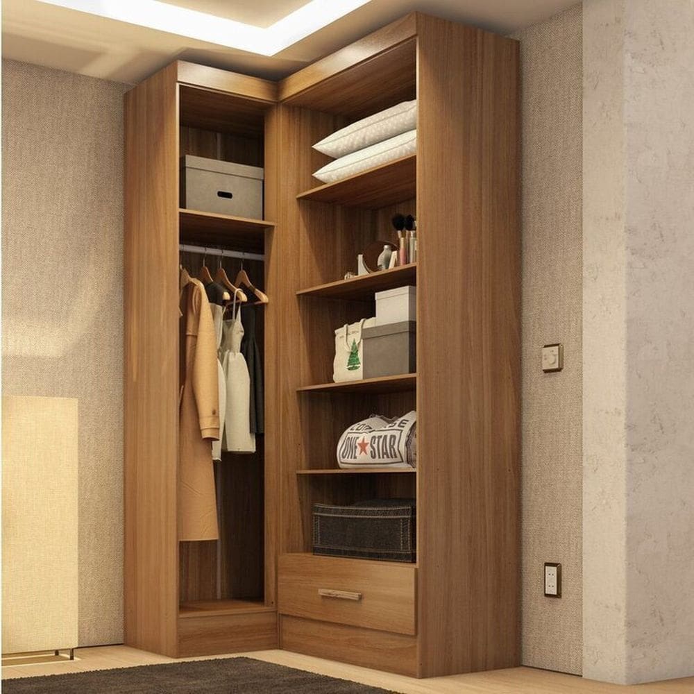Closet Modulado de Canto 2 Peças 1 Gaveta Smart Plus Cinamomo