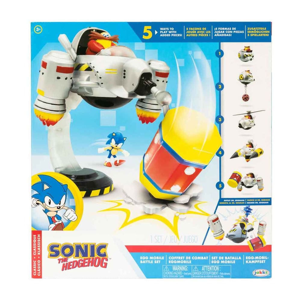 Playset De Batalha Eggman Mobile Com 2 Bonecos Sonic e Robotnik