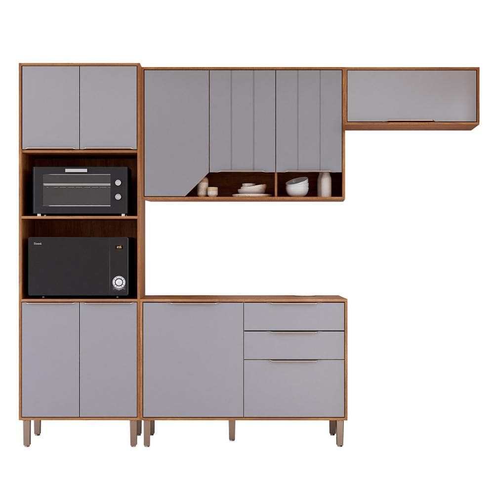 Kit Armário Cozinha Completa Celeste 270cm 10 Porta e Balcão