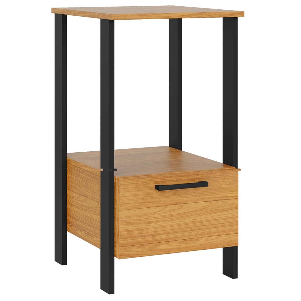 Mesa Auxiliar Para Escritório 01 Gaveta Industrial Batel D03 Freijó Preto Fosco - Lyam Decor