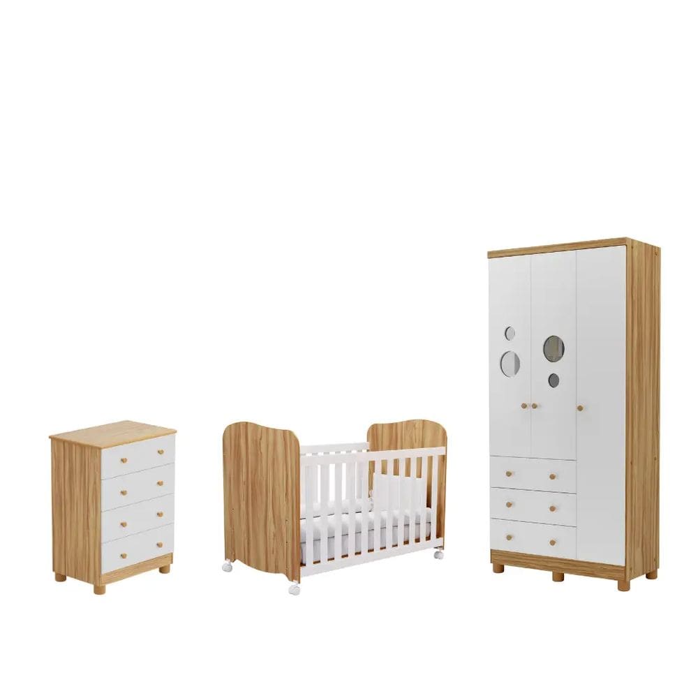 Quarto Completo Bebe Moveis Peroba Dorabelly boluli 3pt MDF