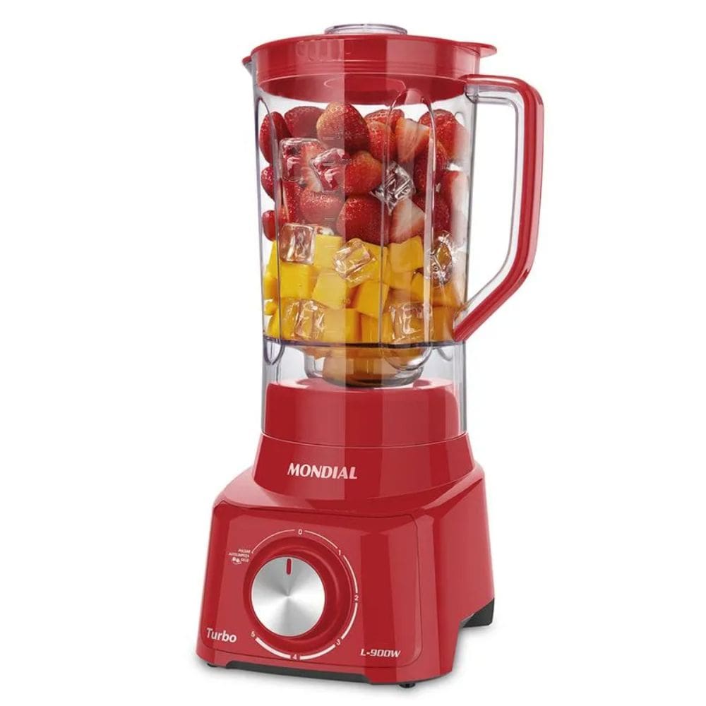 Liquidificador Mondial Turbo Full 2,7L com 5 Velocidades 900W Vermelho 220V - L-900 FR