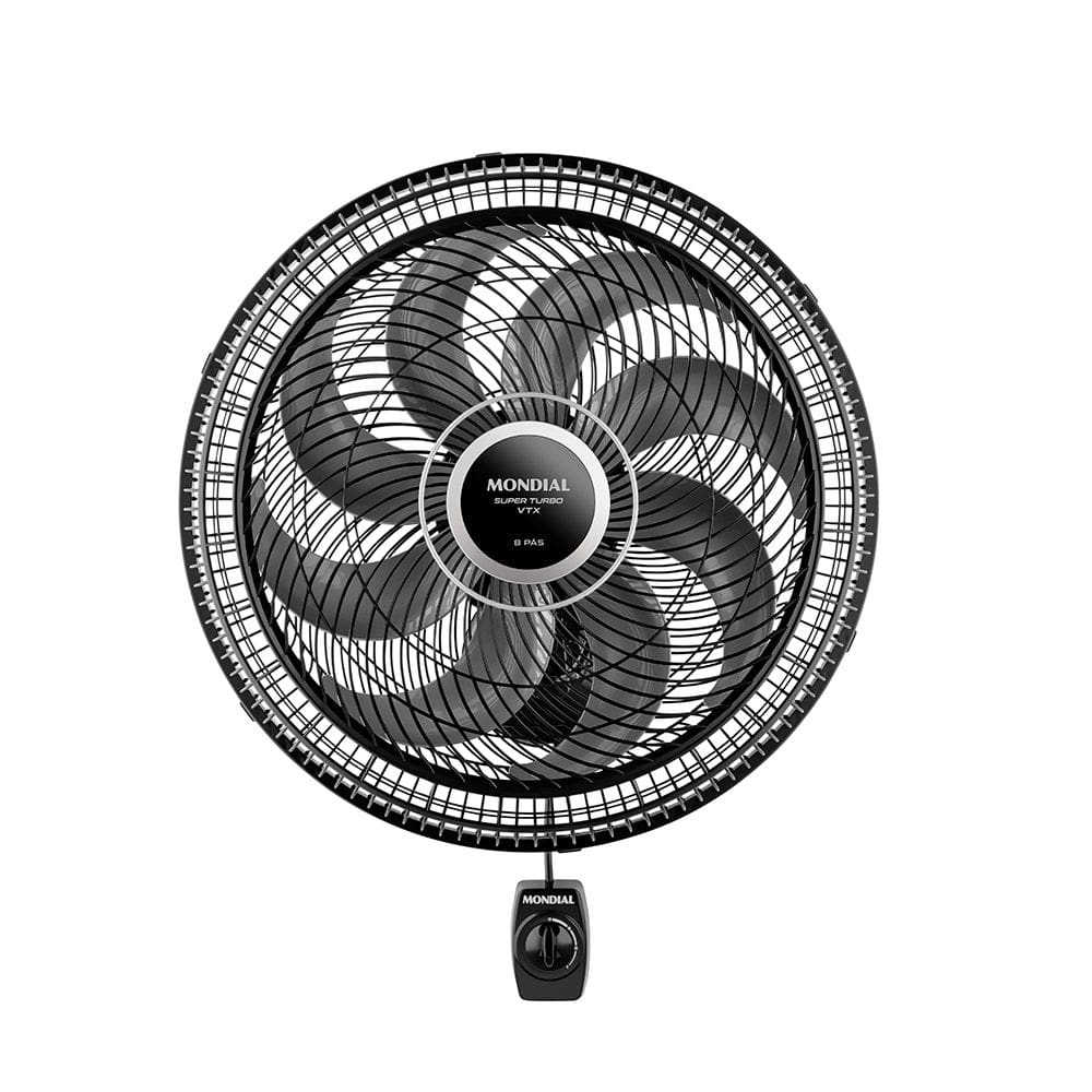 Ventilador de Parede Mondial Super Turbo 40cm 8 Pás 140W 220V Preto/Prata - VTX-40P-8P