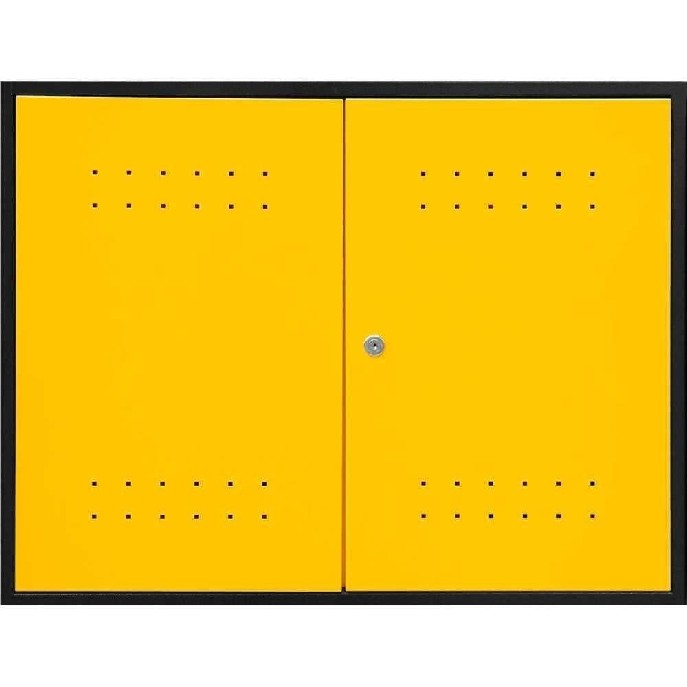 Armário Superior Multiuso Modular Vonder Aéreo Capacidade 15kg Aço Carbono Preto E Amarelo Fechadura