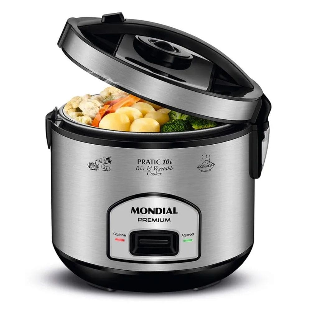 Panela Elétrica de Arroz Mondial Pratic 10i Premium Preto/Inox 700W 220V - PE-42-10X