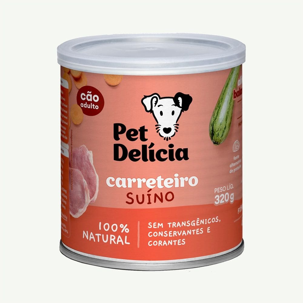 Alimento Úmido Carreteiro Suíno 320g Cães - Pet Delícia