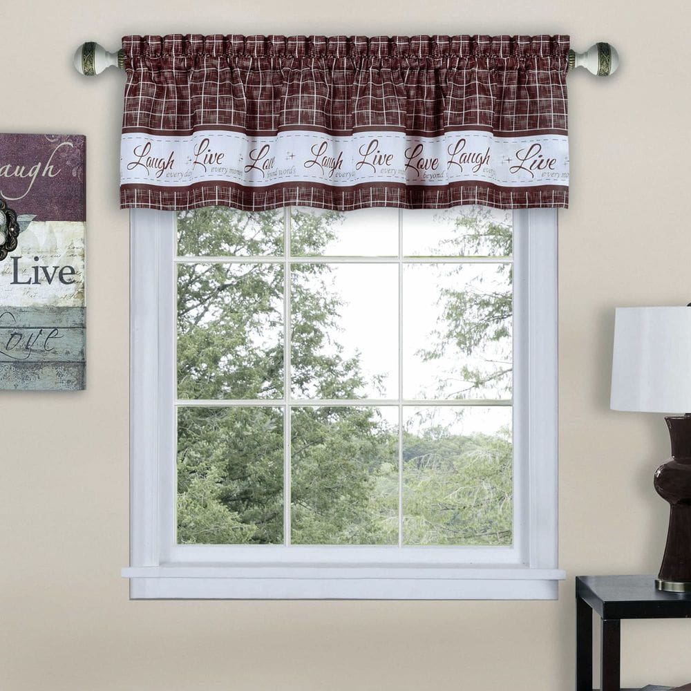 Cortinas de janela Valance Achim Live Love Laugh Burgundy