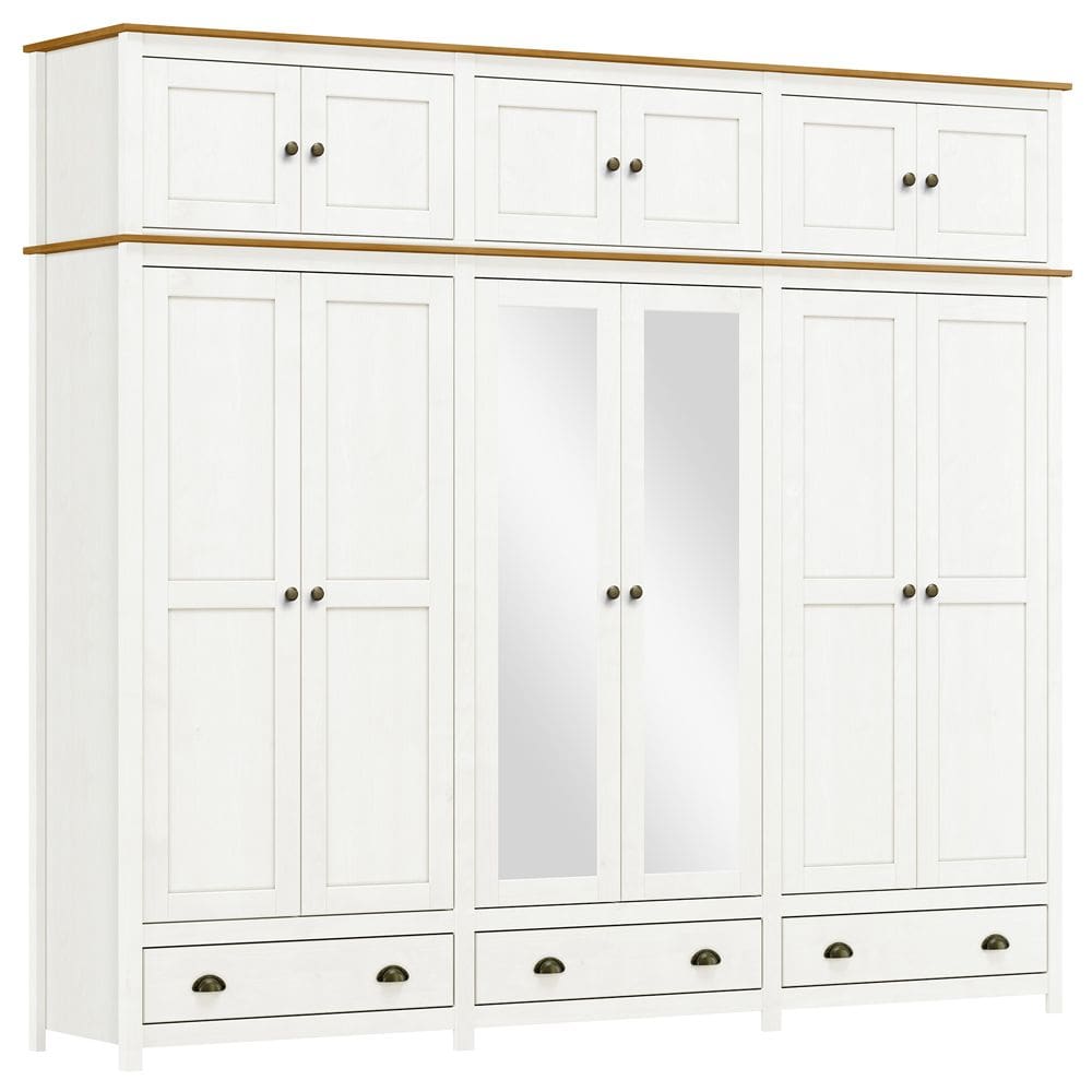 Guarda Roupa Casal 12 Portas Com Espelho e Maleiro Mazzaro F06 Branco Freijó - Lyam Decor