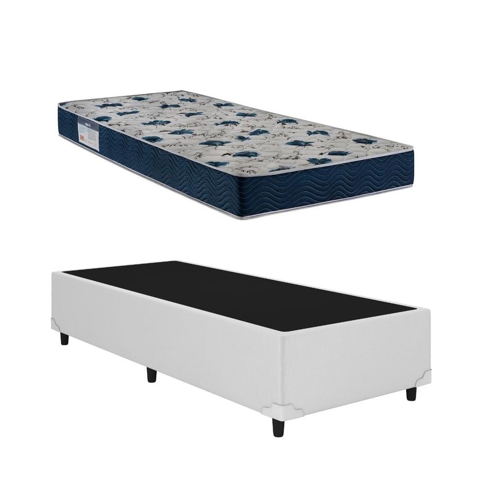 Cama Base Box Solteiro Branco Colchão ISO 60 D28 - Ortobom
