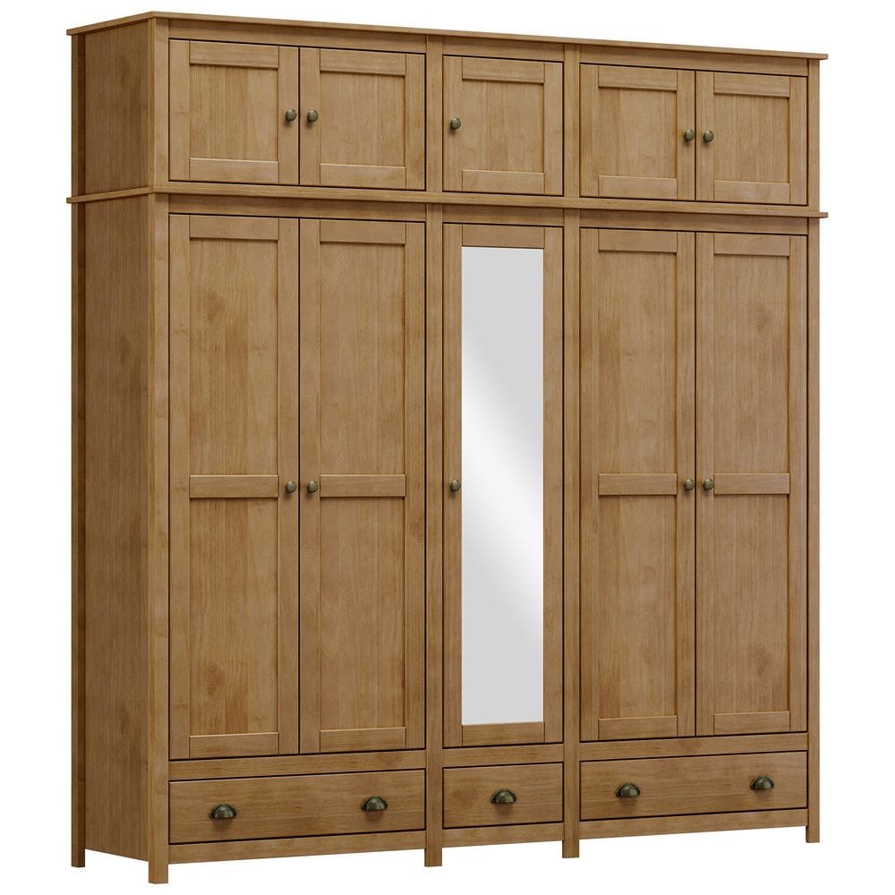 Guarda Roupa Casal 10 Portas Com Espelho e Maleiro Mazzaro F06 Freijó - Lyam Decor