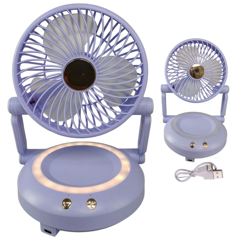 Ventilador Mesa Dobravel Portatil 3 Niveis Luz Led Iluminaçao Usb Portatil Verao Calor Sol Dias Quentes Escrivaninha