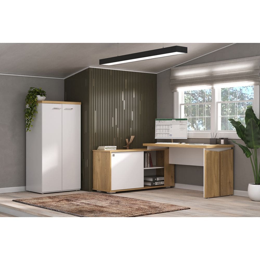 Conjunto Escritório Home Office: Mesa 6135 + Armário 6094