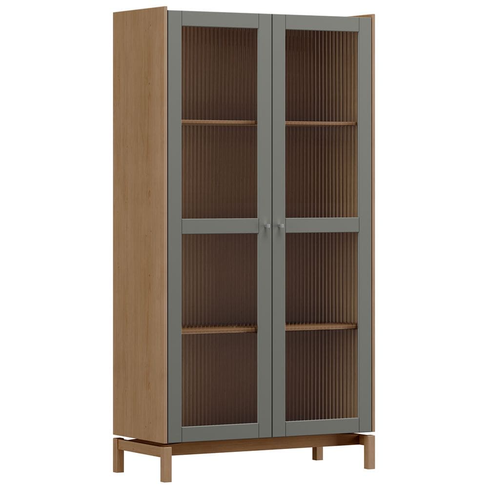 Cristaleira Para Sala de Jantar Bar 2 Portas Vidro 100cm Esdras F06 Oak Ferrolack - Lyam Decor